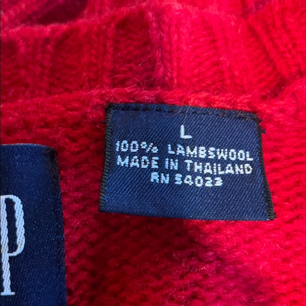 GAP Vintage 100% Lambswool Vneck Large Red Sweater - Picture 4 of 14